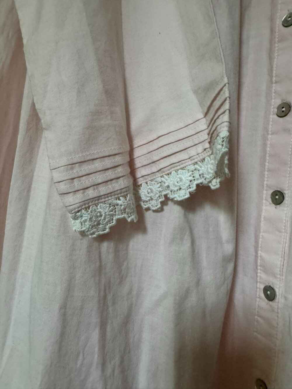 Eileen West Blush Lace Pintuck Full Length Nightgown Cotton NWT Small Oversized - Picture 3 of 11